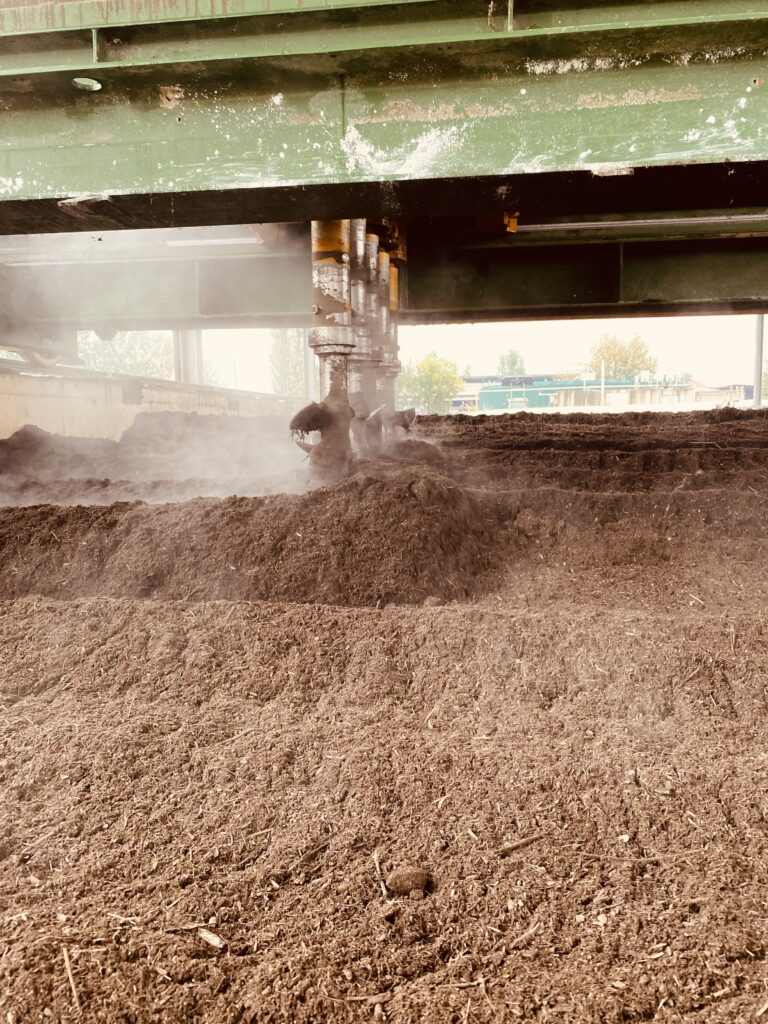 Terriccio lavorato in fase di compostaggio