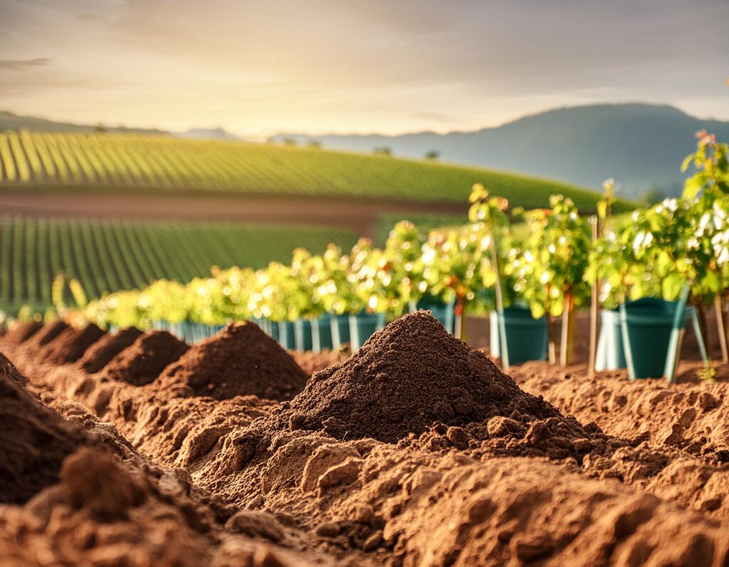 vigneto coltivato con ammentanti organici