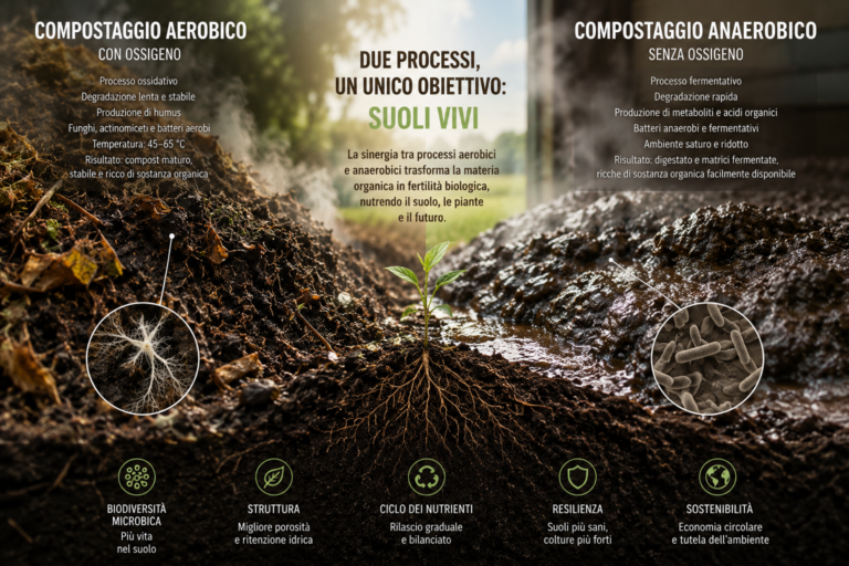 Scopri di più sull'articolo Il Suolo Vivo: come Compostaggio Aerobico e Anaerobico stanno Ridefinendo l’Agricoltura Rigenerativa
