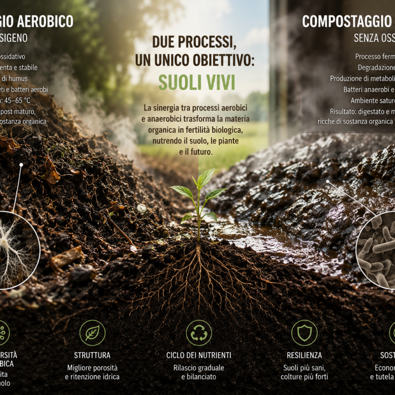 Il Suolo Vivo: come Compostaggio Aerobico e Anaerobico stanno Ridefinendo l’Agricoltura Rigenerativa